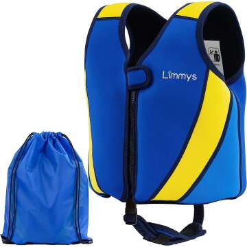 Limmys Premium Neoprene Toddler Swim Vest for Children - Ideal Buoyancy Swimming Aid for Boys and Girls - Modern Design Swim Jacket - Drawstring Bag Included