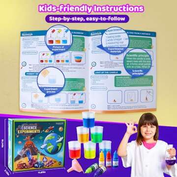 Science Kits for Kids - 70 Experiments Science Kit for Kids Age 4-12 Year Old, STEM Educational Science Toys Gifts for Girls Boys, Chemistry Set, Crystal Growing, Erupting Volcano