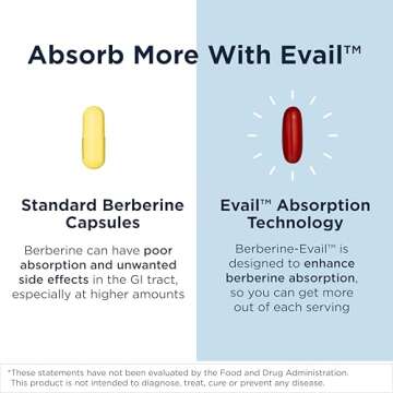 Designs for Health Berberine Evail - Enhanced Absorption Berberine Supplement for Metabolism & Healthy Lifestyle Support - Non-GMO (60 Servings)