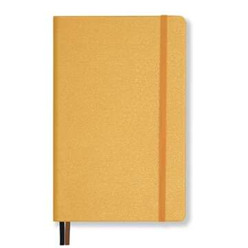 Minimalism Art, Premium Hard Cover Notebook Journal, Classic 5" x 8.3", 122 Numbered Pages, Gusseted Pocket, Ribbon Bookmark, Extra Thick Ink-Proof Paper 120gsm, San Francisco (Dotted, Amber Yellow)