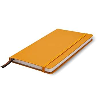 Minimalism Art, Premium Hard Cover Notebook Journal, Classic 5" x 8.3", 122 Numbered Pages, Gusseted Pocket, Ribbon Bookmark, Extra Thick Ink-Proof Paper 120gsm, San Francisco (Dotted, Amber Yellow)