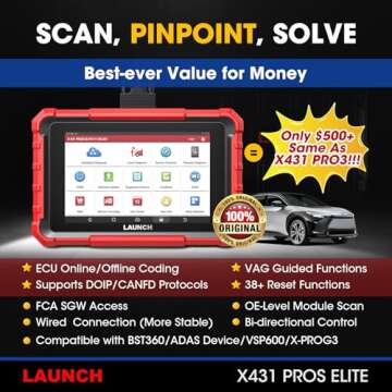 LAUNCH X431 PROS Elite 2025 New Bidirectional Scan Tool, 38+ Services, ECU Coding, All-in-One Full System Diagnostic Scanner, Support CANFD&DoIP, FCA AutoAuth, V.A.G Guided, 2 Years Free Update