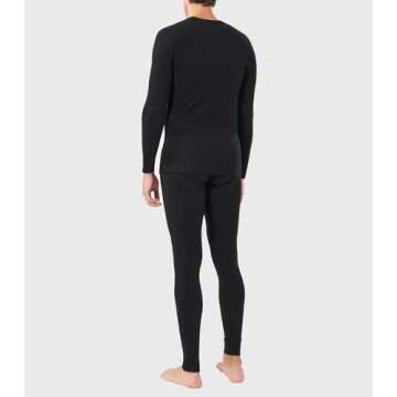 DAVID ARCHY Thermal Underwear for Men - Fleece Lined Black Base Layer