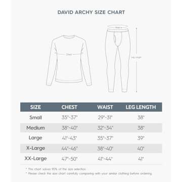 DAVID ARCHY Thermal Underwear for Men Fleece Lined Base Layer with Extra Warm Double-layer Panel for Cold Weather (M, Black)