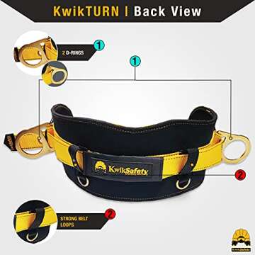 KwikSafety - Charlotte, NC - BEAVER TAIL Safety Belt [2 D-RINGS] Adjustable 39” to 58” Cushioned Padded Lineman Ironworker Body Belt Hip Pad Work Positioning Ladder Restraint Heavy Duty PPE