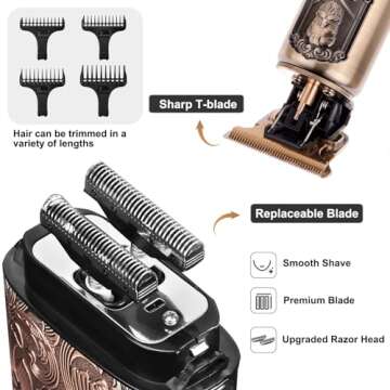 Ufree Electric Razor for Men Foil Shavers for Men, Hair Beard Trimmer for Men Grooming Shaving Kit Face Mustache, Cordless Head Shavers for Bald Men Barber Clippers, Birthday Gifts for Him