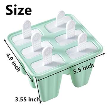 Popsicle Mould，Popsicle Molds 6 Pieces Silicone Ice Pop Molds BPA Free Popsicle Mold Reusable Easy Release Ice Pop Make (Green)