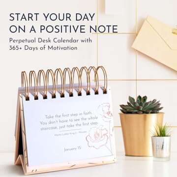 RYVE Motivational Desk Calendar, Inspirational Quotes for Desk, Desk Decor for Women, Office Decor for Women Desk, Desk Accessories for Women Office, Inspirational Gifts for Women, Daily Calendar