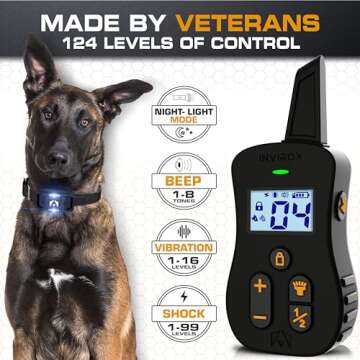 INVIROX Dog Shock Collars [Ultra K9 X2] 124 Training Levels, 4 Powerful Modes with Night-Light and ¾ Mile Range 100% Safe Dog Training Collar System for Large Dogs IP67 Waterproof