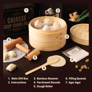 Original Chinese Soup Dumpling Steamer Kit | Bamboo Steamer Basket Set | Unique Gifts for Cooks, Chef Gifts for Friends | Cooking Gifts for Sister or Brother | Unique Christmas Gifts for Women & Men