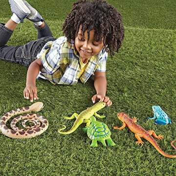 Learning Resources Jumbo Reptiles & Amphibians, Tortoise, Gecko, Snake, Iguana, and Tree Frog, 5 Animals, Ages 3+