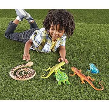 Learning Resources Jumbo Reptiles & Amphibians, Tortoise, Gecko, Snake, Iguana, and Tree Frog, 5 Animals, Ages 3+