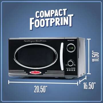 Nostalgia Retro Countertop Microwave Oven - Large 800-Watt - 0.9 cu ft - 12 Pre-Programmed Cooking Settings - Digital Clock - Kitchen Appliances - Black