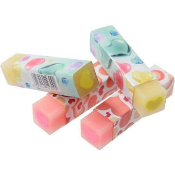 16 Pack Kawaii Heart Erasers - Fun School Supplies Bulk for Kids