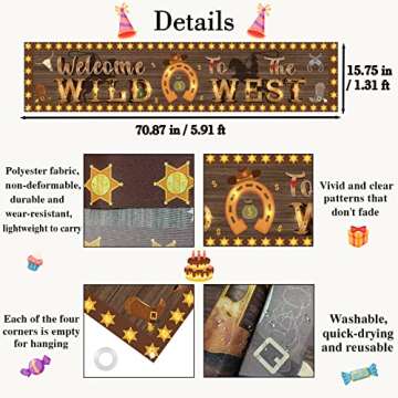 Kimini-Ki Brown Welcome to the Wild West Banner, Western Cowboy Mexican Theme Banner, Wild West Party Decoration, Western Cowboy Decorations for Party