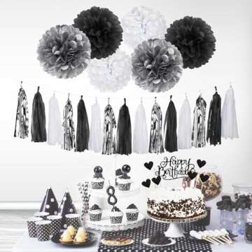 Men's Black and Silver Birthday Decorations Kit