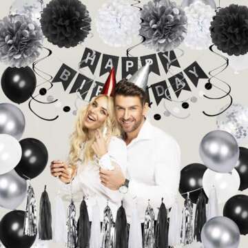 Men's Black and Silver Birthday Decorations Kit