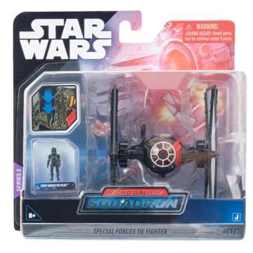 STAR WARS Micro Galaxy Squadron First Order Special Forces TIE Fighter - 5-Inch Vehicle with Removable Wings, Rotating Turret, and 1-Inch Micro Figure Accessory