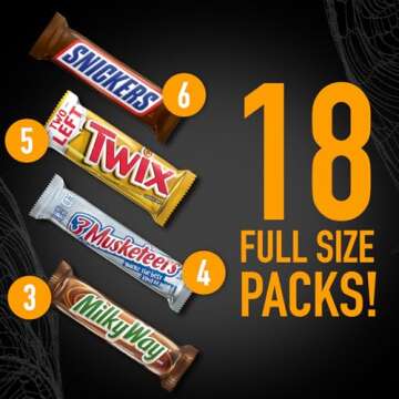 SNICKERS, TWIX, MILKY WAY & 3 MUSKETEERS Milk Chocolate Bar Variety Pack Graduation Gifts, 18 Ct Bulk Box