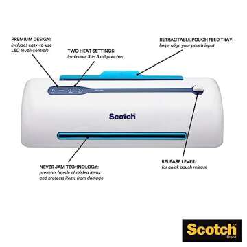 Scotch PRO Thermal Laminator and Pouch Bundle, 2 Roller System, Never Jam Technology Automatically Prevents Misfed Items (TL906) with 200-Pack Scotch Thermal Laminating Pouches