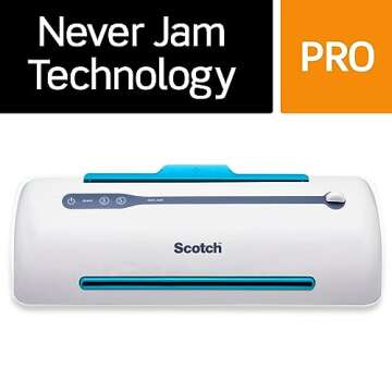 Scotch PRO Thermal Laminator and Pouch Bundle, 2 Roller System, Never Jam Technology Automatically Prevents Misfed Items (TL906) with 200-Pack Scotch Thermal Laminating Pouches