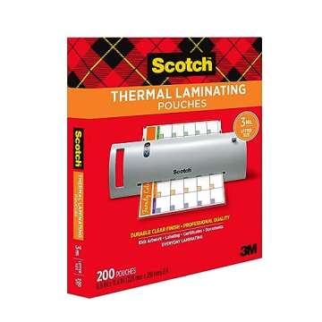 Scotch PRO Thermal Laminator and Pouch Bundle, 2 Roller System, Never Jam Technology Automatically Prevents Misfed Items (TL906) with 200-Pack Scotch Thermal Laminating Pouches