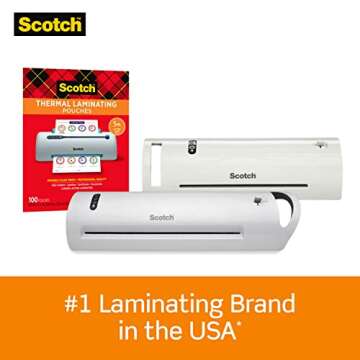 Scotch PRO Thermal Laminator and Pouch Bundle, 2 Roller System, Never Jam Technology Automatically Prevents Misfed Items (TL906) with 200-Pack Scotch Thermal Laminating Pouches