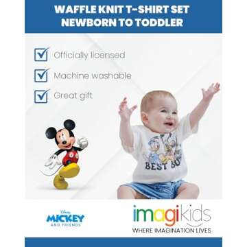 Disney Mickey Mouse Donald Duck Pluto Toddler Boys Waffle Knit T-Shirt Shorts Outfit Set Mickey Mouse/Blue 2T