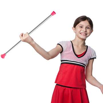 2 Pieces Twirling Batons Unisex Kids' Gymnastics Twirling Baton Dance Baton for Talent Shows, Artistic Dancing, Baton Twirling, Pink, White