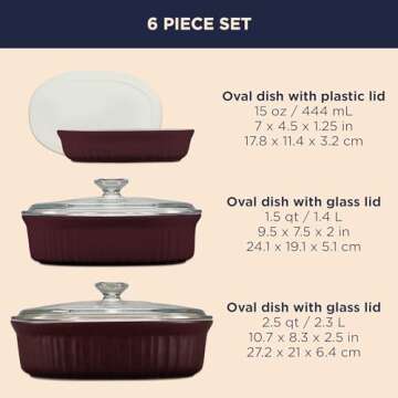 CorningWare 6-Piece Ceramic Bakeware Set with Lids – Durable & Versatile