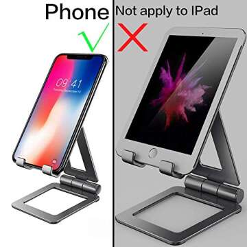 Adjustable iPad Stand, Tablet Stand Holders, Cell Phone Stands, iPhone Stand, Nintendo Switch Stand, iPad Pro Stand, iPad Mini Stands and Holders for Desk (4-10 inch)