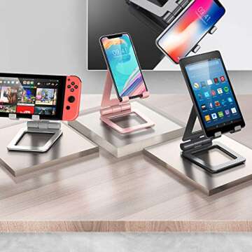 Adjustable iPad Stand, Tablet Stand Holders, Cell Phone Stands, iPhone Stand, Nintendo Switch Stand, iPad Pro Stand, iPad Mini Stands and Holders for Desk (4-10 inch)