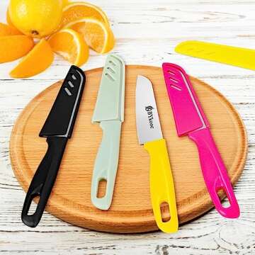 BYkooc 8 pieces Paring Knives (4PCS Peeling Knives and 4PCS Knife Sheath), Ultra Sharp Vegetable and Fruit Knife,German Steel Small Kitchen Knife with PP Plastic Ergonomic Handle