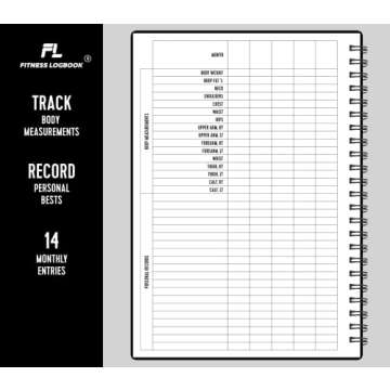 Fitness Logbook (Black) - A5 Undated Workout Journal For Men & Women - Plastic Cover & Thick Paper - Planner Log Book To Track Weight Loss, Muscle Gain, Gym Exercise, Bodybuilding Progress