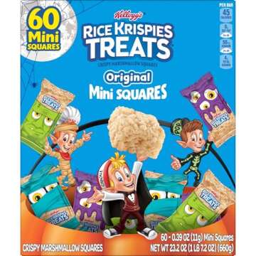 Rice Krispies Treats Crispy Mini Marshmallow Squares, Trick-or-Treat Snacks, Halloween Pack, Original, 23.2oz Box (60 Bars)