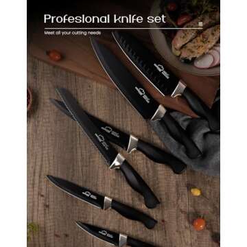 Amorston 15-Piece Knife Set for Kitchen with Block