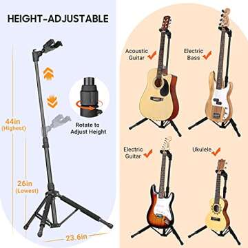 CAHAYA Guitar Stand Universal with Neck Holder Folding Tripod Floor Iron Stand for Acoustic Electric Classical Bass Guitars CY0265