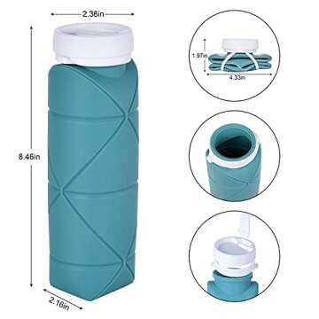 SPECIAL MADE Collapsible Water Bottles Cups Leakproof Valve Reusable BPA Free Silicone Foldable Travel Water Bottle Cup for Gym Camping Hiking Travel Sports Lightweight Durable (Type2 Green+Grey)