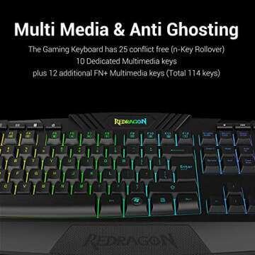 Redragon S101 Gaming Keyboard, M601 Mouse, RGB Backlit Gaming Keyboard, Programmable Backlit Gaming Mouse, Value Combo Set [New Version]