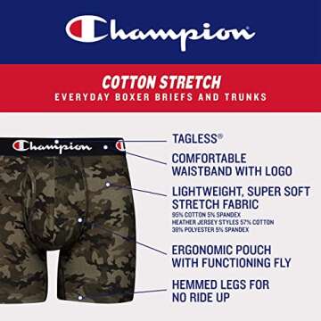 Champion Men's Boxer Briefs 5-Pack - Comfort Stretch Cotton