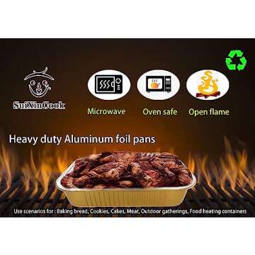 SuiXinCook Gold Aluminum Foil Baking Pans with lids Heavy-Duty 9"×13"(10pack+10Lids), Disposable Food containers Double thickening，reusable