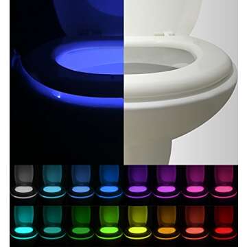 VINTAR 2 Packs 16 Color Motion Sensor LED Toilet Night Light,Toilet Bowl Lights,Cool Gadgets,5 Stage Dimmer, Light Detection