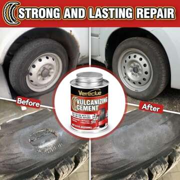 Chemical Vulcanizing Cement, All Purpose Tire Repair Vulcanizing Cement, Clear Rubber Cement Tire Repair Glue, Tire Patch Glue with Brush Top Can for Car, Motorcycle, Bike Tires (8.5FL.Oz)