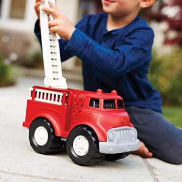 Green Toys Fire Truck - BPA , Phthalates Free Imaginative Play Toy for Improving Fine , Gross Motor Skills. for Kids,Red