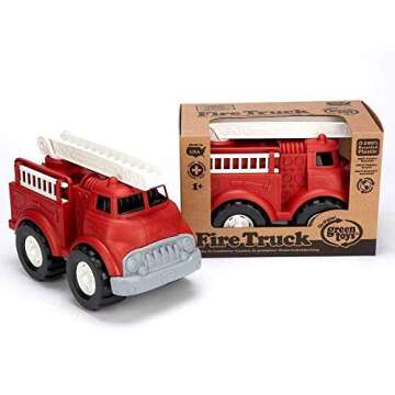 Green Toys Fire Truck - BPA , Phthalates Free Imaginative Play Toy for Improving Fine , Gross Motor Skills. for Kids,Red