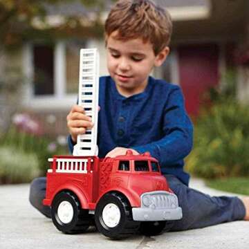 Green Toys Fire Truck - BPA , Phthalates Free Imaginative Play Toy for Improving Fine , Gross Motor Skills. for Kids,Red