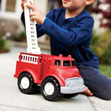 Green Toys Fire Truck - BPA , Phthalates Free Imaginative Play Toy for Improving Fine , Gross Motor Skills. for Kids,Red