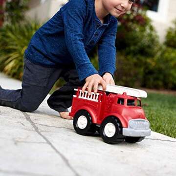 Green Toys Fire Truck - BPA , Phthalates Free Imaginative Play Toy for Improving Fine , Gross Motor Skills. for Kids,Red