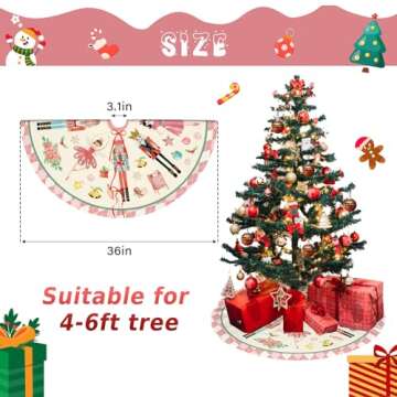 Nutcracker Tree Skirt 36in, Pink Nutcracker Christmas Decor, Nutcracker Tree Ornament Ballet for Christmas Tree, Nutcracker Christmas Decorations for New Year Holiday Party