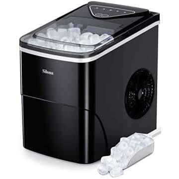 Silonn Countertop Ice Maker & Brita Water Bottle Combo - Fast Ice, Eco-Friendly